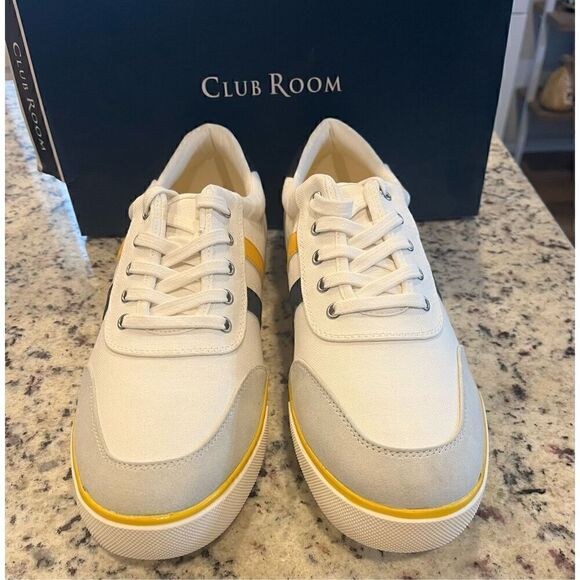 Clubroom Mens Yellow Striped Cushioned Noah Round Toe Platform Lace-Up Sneakers main image 6